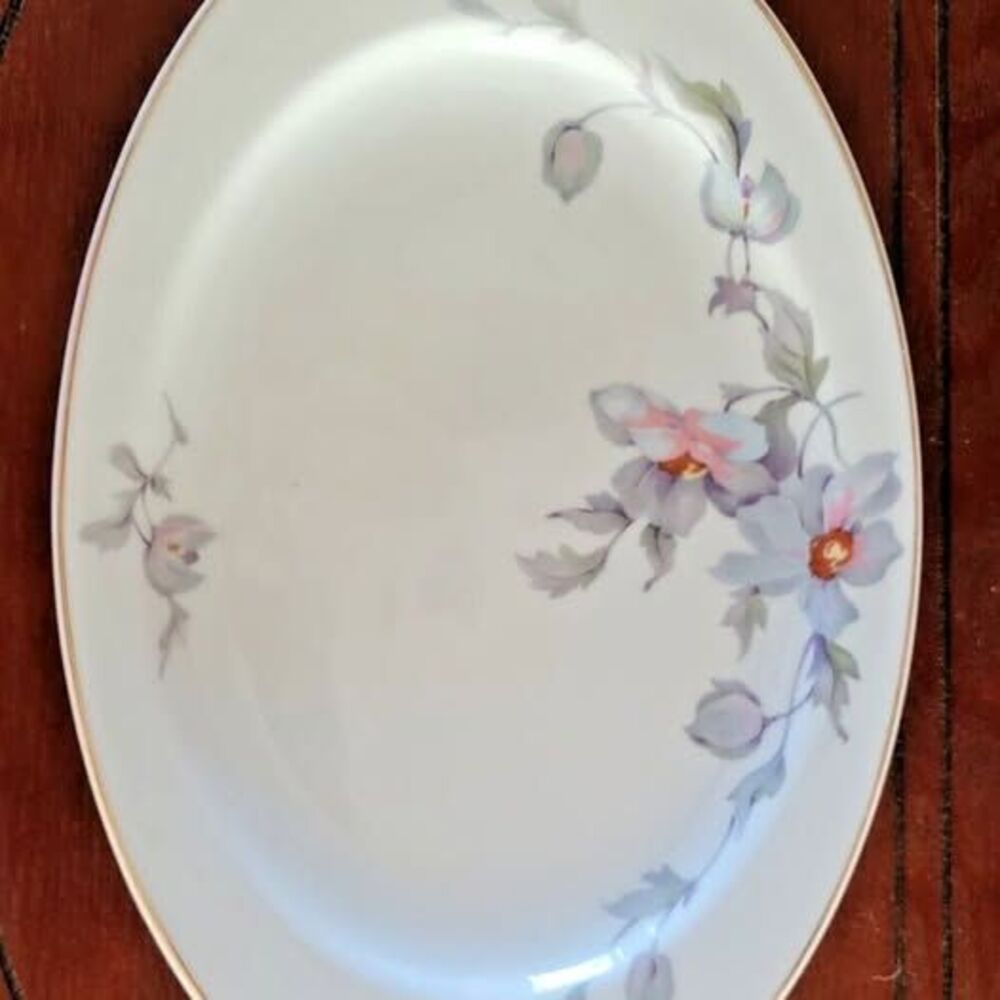 Vintage TK Thun V Czechoslovakia CHINA PINK LAVENDER FLORAL DOGWOOD 12in Platter